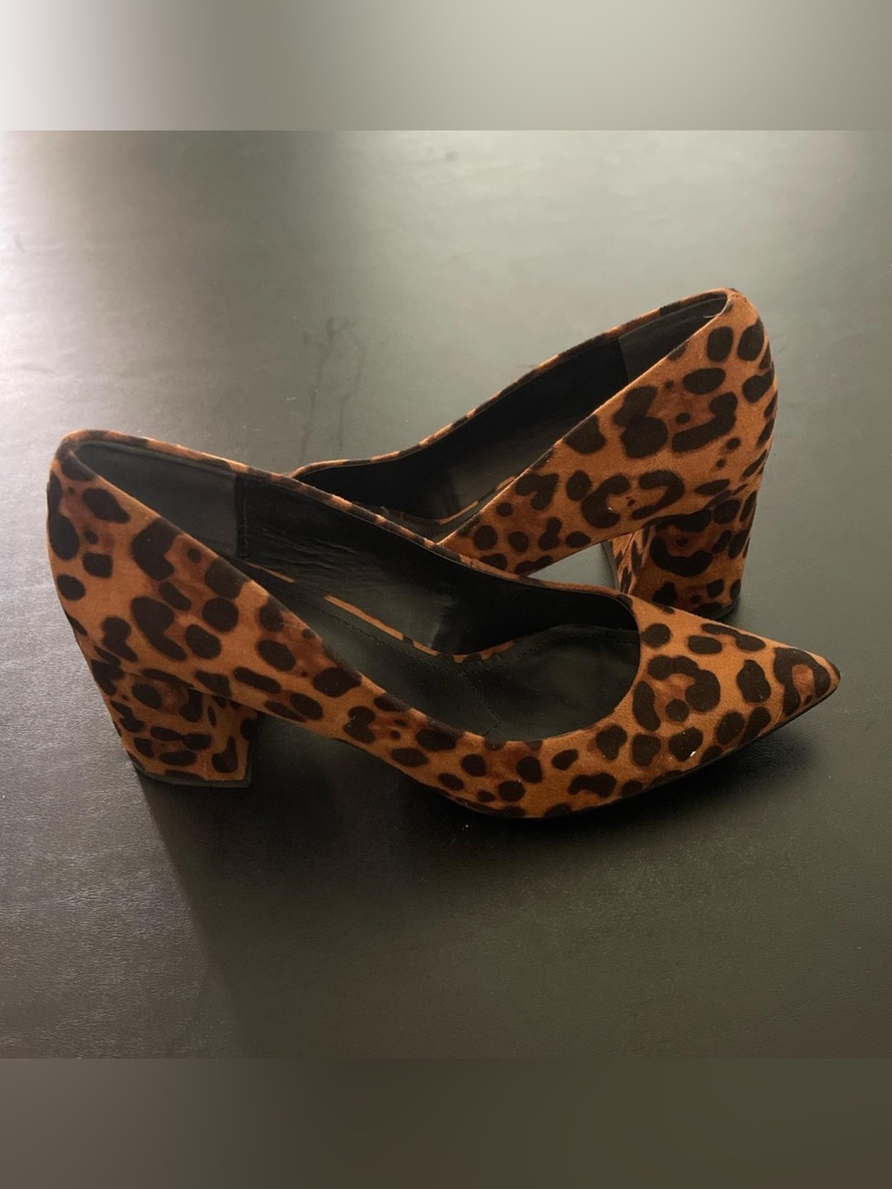 Charles David Leopard-Print Block Heel Pumps - Brown/Black